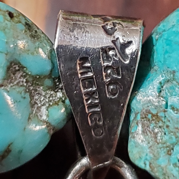 Sterling silver cross with turquoise and turquoise howlite  nuggets - Picture 5 of 7